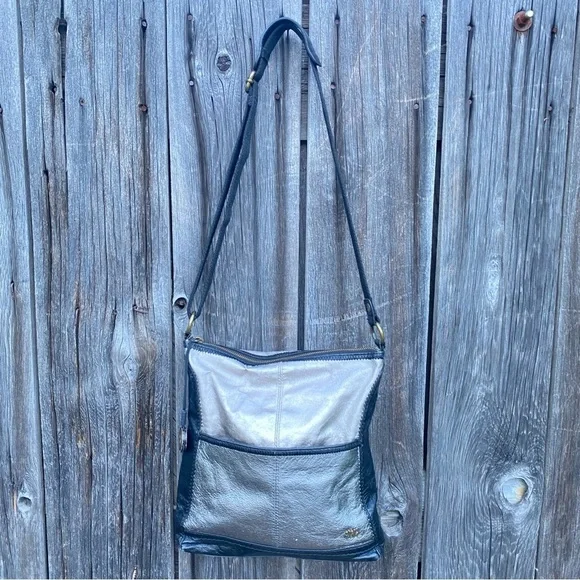 The Sak Metallic Silver and Black Crossbody Bag - Picture 1 of 12